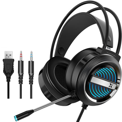 Heir Audio Head-Mounted Gaming Wired Headset With Microphone, Colour: X9 Double Hole (Black)-garmade.com