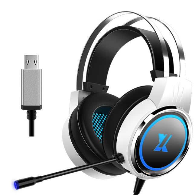 Heir Audio Head-Mounted Gaming Wired Headset With Microphone, Colour: X8 7.1 Sound Upgrade (Stars White)-garmade.com