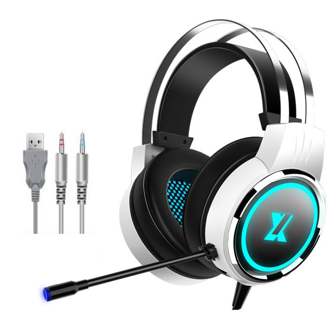 Heir Audio Head-Mounted Gaming Wired Headset With Microphone, Colour: X8 Double Hole Upgrade (Stars White)-garmade.com
