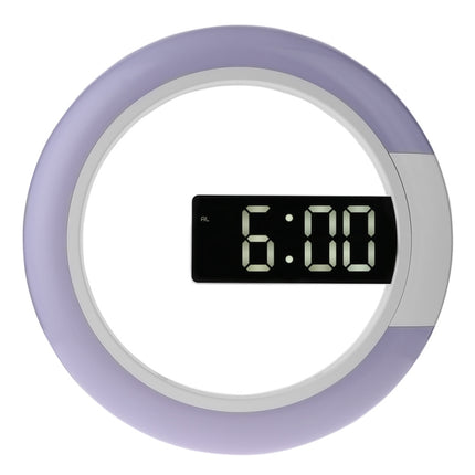 LED Mirror Hollow Wall Clock 7-color Switch Electronic Digital Display Wall Clock(White)-garmade.com