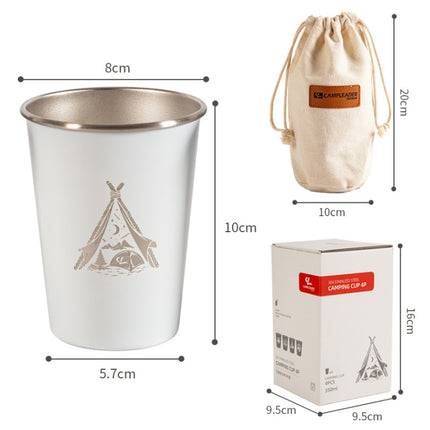 4 PCS / Set Outdoor Picnic Stainless Steel Cup With Storage Bag (White)-garmade.com