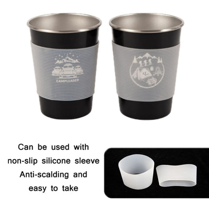 4 PCS / Set Outdoor Picnic Stainless Steel Cup With Storage Bag (Black)-garmade.com