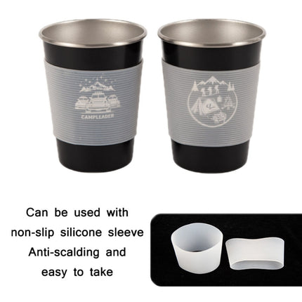 4 PCS / Set Outdoor Picnic Stainless Steel Cup With Storage Bag+Silicone Holder (White)-garmade.com