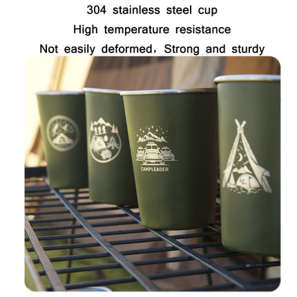 4 PCS / Set Outdoor Picnic Stainless Steel Cup With Storage Bag+Silicone Holder (Black)-garmade.com