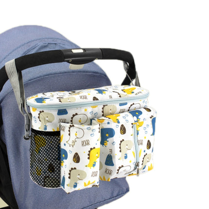 Multifunctional Baby Stroller Storage Bag, Colour: White Dinosaur + Side Pocket-garmade.com