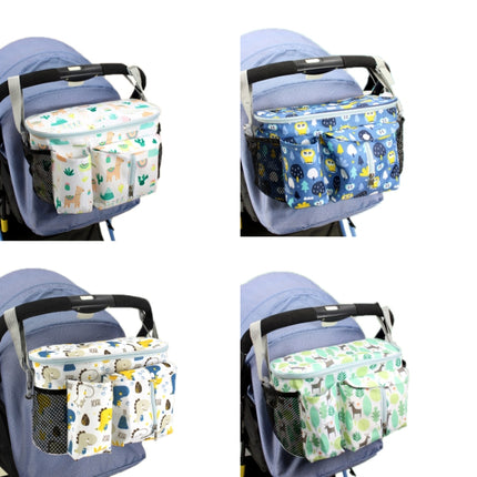 Multifunctional Baby Stroller Storage Bag, Colour: White Dinosaur + Side Pocket-garmade.com