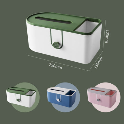 2844 Home Desktop Tissue Box Storage Box(White + Ink Green)-garmade.com