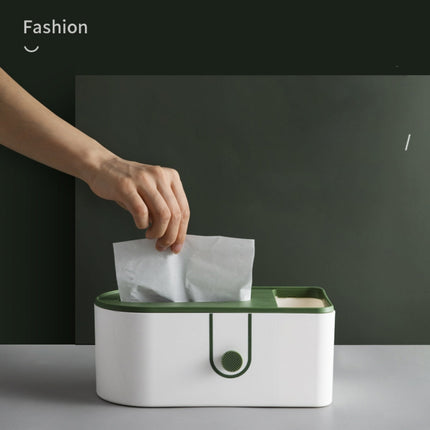2844 Home Desktop Tissue Box Storage Box(White + Ink Green)-garmade.com