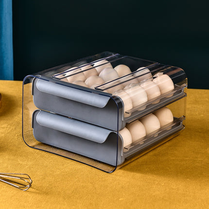 Household Double-Layer Drawer Type Egg Storage Box(Gray)-garmade.com