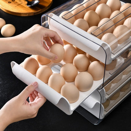Household Double-Layer Drawer Type Egg Storage Box(Gray)-garmade.com