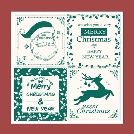 100 Sets Christmas Square Gift Box Seal Sticker(M3)-garmade.com