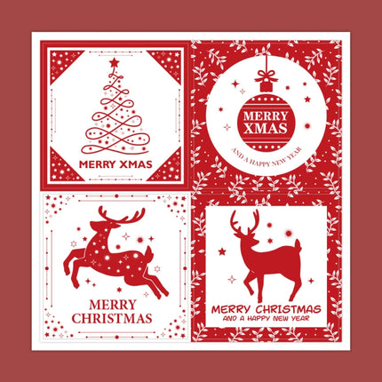 100 Sets Christmas Square Gift Box Seal Sticker(M4)-garmade.com