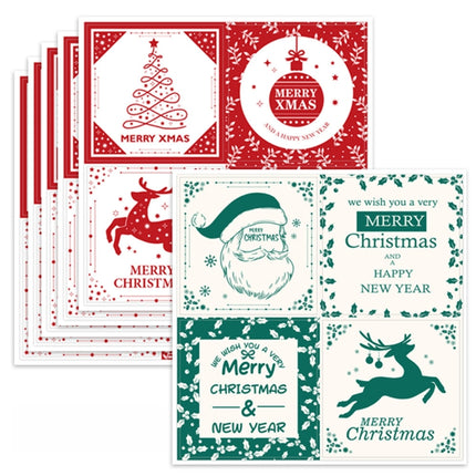 100 Sets Christmas Square Gift Box Seal Sticker(M4)-garmade.com