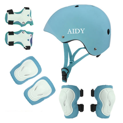 AIDY 7 In 1 Children Roller Skating Sports Protective Gear Set(Dumb Blue)-garmade.com