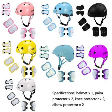 AIDY 7 In 1 Children Roller Skating Sports Protective Gear Set(Bright White)-garmade.com
