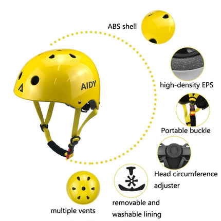 AIDY 7 In 1 Children Roller Skating Sports Protective Gear Set(Bright Yellow)-garmade.com