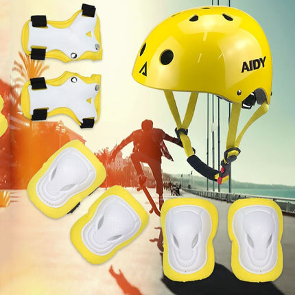 AIDY 7 In 1 Children Roller Skating Sports Protective Gear Set(Bright White)-garmade.com