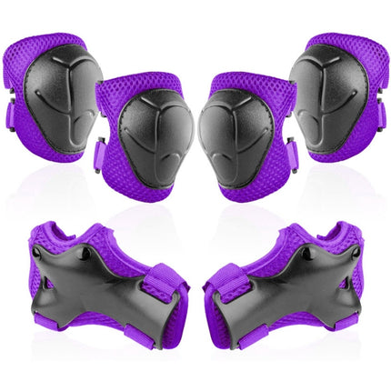 DD-610 6 In 1 Children Riding Sports Protective Gear Set(Purple)-garmade.com