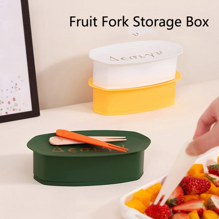 2 PCS Fruit Fork Storage Box Dustproof Snack Fork Box(Mist Blue)-garmade.com