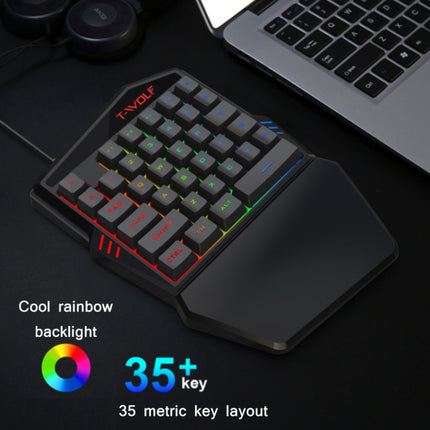 T-WOLF Mobile Gaming One-Handed Keyboard，Specification： T19 Keyboard-garmade.com