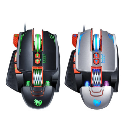 T-WOLF V9 8 Keys 3200 DPI Gaming Macro Definition Mechanical Wired Mouse(Silver)-garmade.com