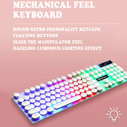 Shipadoo LD-122 4 in 1 Girly Glowing Keyboard + Mouse + Earphone + Mouse Pad Set(Black Punk)-garmade.com