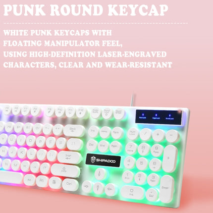 Shipadoo LD-122 4 in 1 Girly Glowing Keyboard + Mouse + Earphone + Mouse Pad Set(Black Punk)-garmade.com