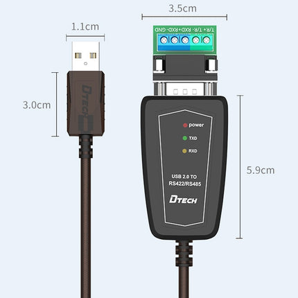 DTECH DT-5019 USB to RS485 / RS422 Conversion Cable, FT232 Chip, Length: 1.5m-garmade.com