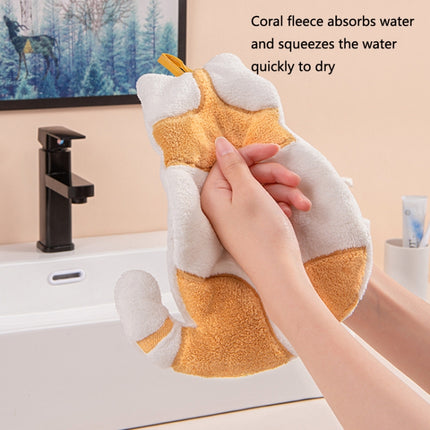 Home Kitchen Bathroom Cute Cat Hand Towel(Grey)-garmade.com