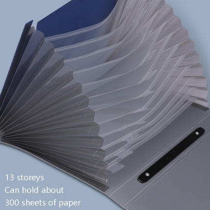 ChuangSheng A4 Hand Ventilation Piano Bag Student Document Storage Plastic Folder(8031 Gray Cover Blue)-garmade.com