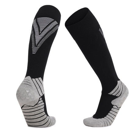 Thick Terry Non-Slip Sports Socks Over The Knee Stockings, Size: Childrens Free Size(Black)-garmade.com