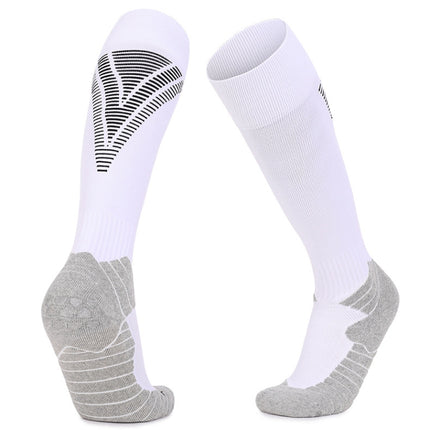 Thick Terry Non-Slip Sports Socks Over The Knee Stockings, Size: Childrens Free Size(White)-garmade.com