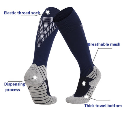 Thick Terry Non-Slip Sports Socks Over The Knee Stockings, Size: Childrens Free Size(Black)-garmade.com