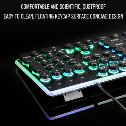 PANTSAN LD-145 4 in 1 Luminous Punk Gaming Keyboard + Mouse + Headphones + Mouse Pad Set(White)-garmade.com