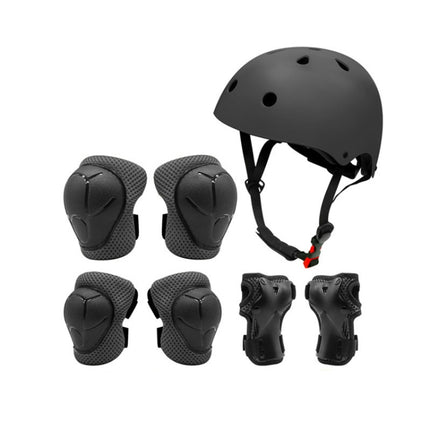 7 In 1 Children Roller Skating Protective Gear Set, Size: S(Black)-garmade.com
