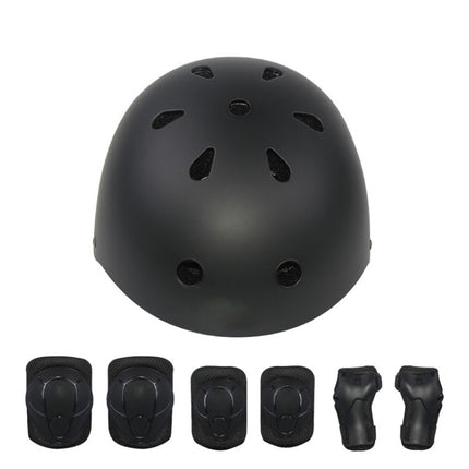 7 In 1 Children Roller Skating Protective Gear Set, Size: S(Black)-garmade.com