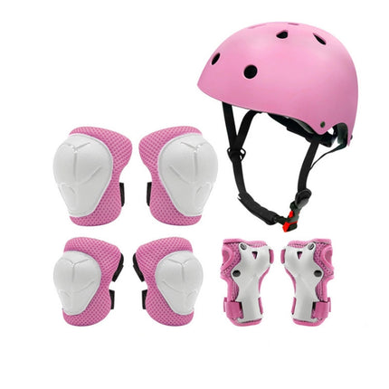 7 In 1 Children Roller Skating Protective Gear Set, Size: M(Pink)-garmade.com