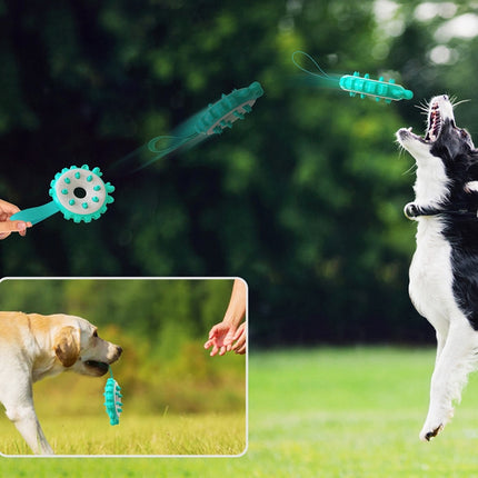 Ring Dog Toothbrushes Training Interactive Bite Dog Milling Toys(Lake Blue)-garmade.com