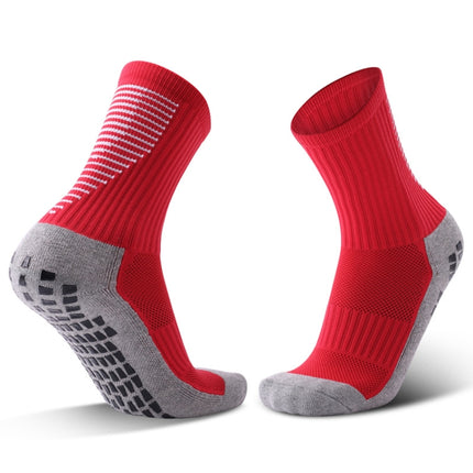 Adult Thick Towel Football Socks Non-Slip Wear-Resistant Tube Socks, Size: Free Size(Red)-garmade.com