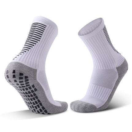 Adult Thick Towel Football Socks Non-Slip Wear-Resistant Tube Socks, Size: Free Size(White)-garmade.com