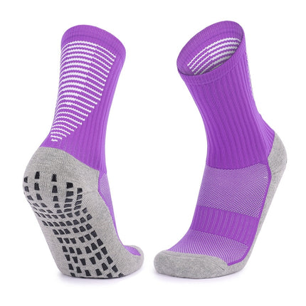 Adult Thick Towel Football Socks Non-Slip Wear-Resistant Tube Socks, Size: Free Size(Purple)-garmade.com