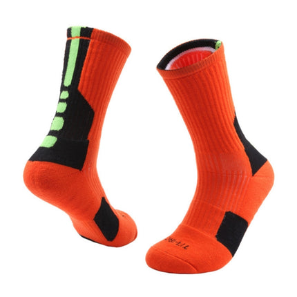 2 Pairs Adult Mid Tube Socks Thick Terry Basketball Socks, Size: Free Size(Orange)-garmade.com