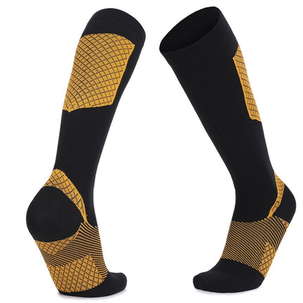 Y-09 Long Tube Outdoor Running Pressure Socks Football Socks, Size: Free Size(Black Yellow)-garmade.com
