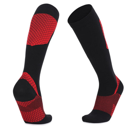 Y-09 Long Tube Outdoor Running Pressure Socks Football Socks, Size: Free Size(Black Red)-garmade.com