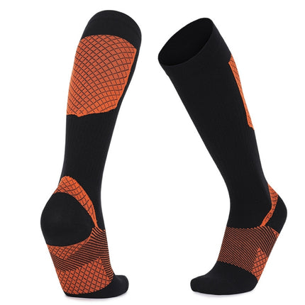Y-09 Long Tube Outdoor Running Pressure Socks Football Socks, Size: Free Size(Black Orange)-garmade.com