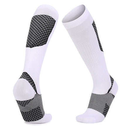 Y-09 Long Tube Outdoor Running Pressure Socks Football Socks, Size: Free Size(White Black)-garmade.com