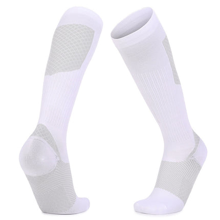 Y-09 Long Tube Outdoor Running Pressure Socks Football Socks, Size: Free Size(White Grey)-garmade.com