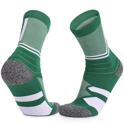 Basketball Socks Thick Towel Bottom High Tube Socks( Green)-garmade.com