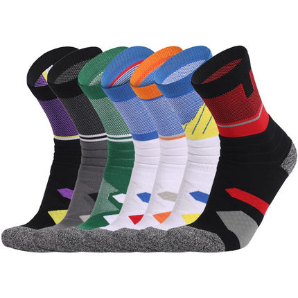 Basketball Socks Thick Towel Bottom High Tube Socks( White Blue)-garmade.com