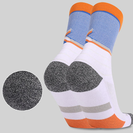 Basketball Socks Thick Towel Bottom High Tube Socks( White Blue)-garmade.com
